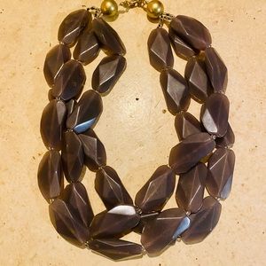 Anthropologie Charcoal Faceted Gem Necklace